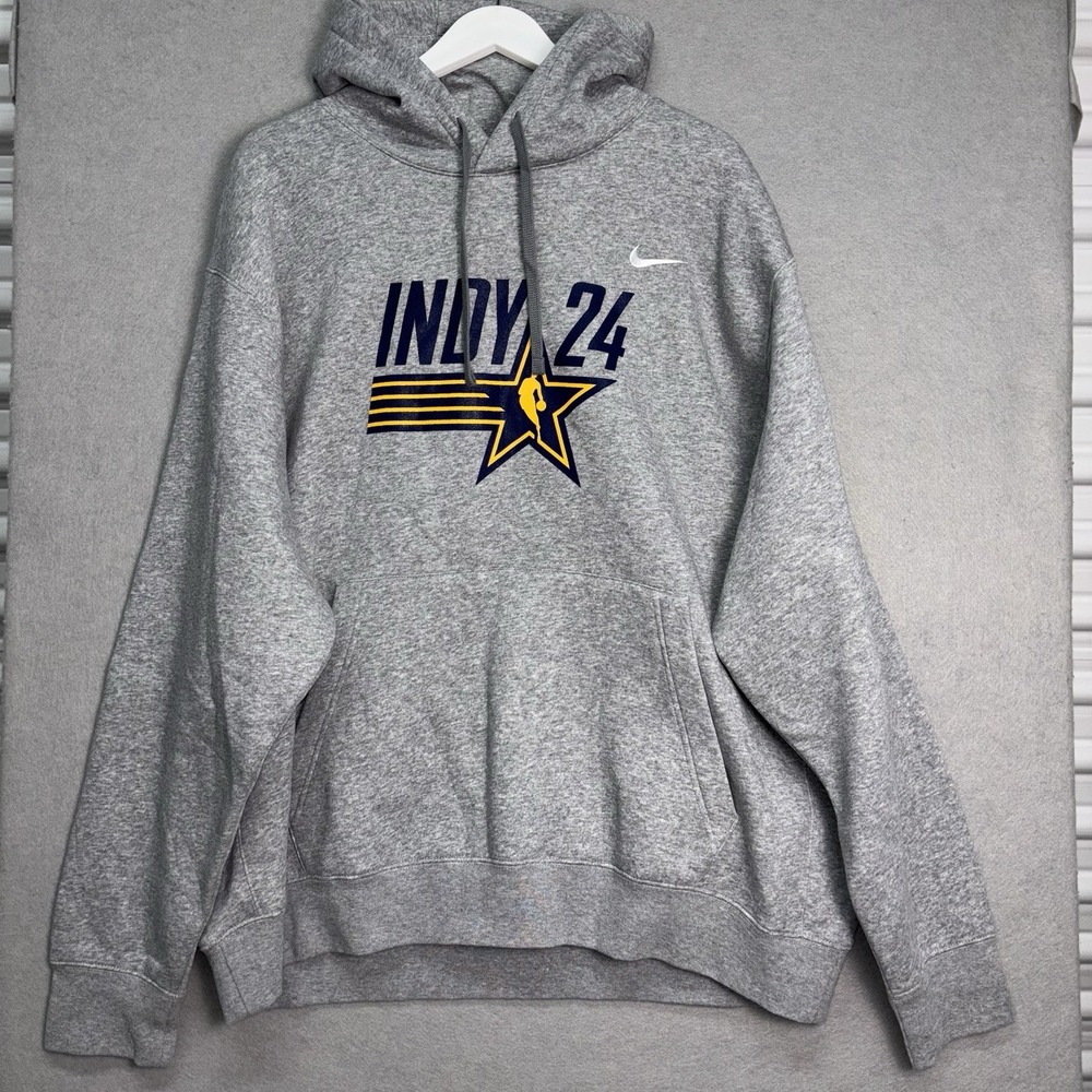Nike Hoodie Mens XXL Gray NBA Indy 24 All Star Game Basketball Fleece Pullover